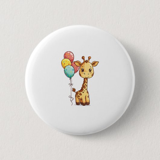 Schattigee Giraffe met ballonnen Ronde Button 5,7 Cm (Voorkant)