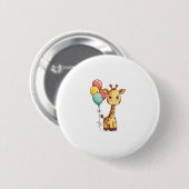 Schattigee Giraffe met ballonnen Ronde Button 5,7 Cm (Voorkant /achterkant)
