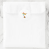 Schattigee Giraffe met ballonnen Ronde Sticker (Tas)