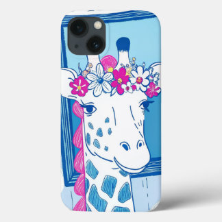 Schattigee giraffe met bloemen pop kunst Case-Mate iPhone case