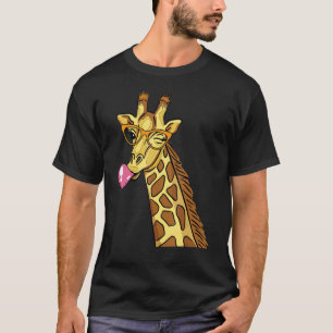 Schattigee Giraffe met een bril en kauwgom T-shirt