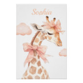 Schattigee Giraffe met een roze lint baby meisje k Perfect Poster (Voorkant)