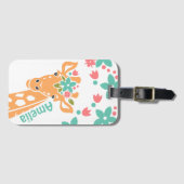 Schattigee Giraffe met Flower Crown gepersonalisee Bagagelabel (Voorkant (horizontaal))