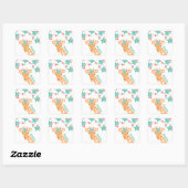 Schattigee Giraffe met Flower Crown gepersonalisee Vierkante Sticker (Vel)