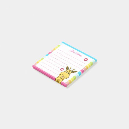 Schattigee Giraffe met harten regenboog leraar naa Post-it® Notes (Schuin)