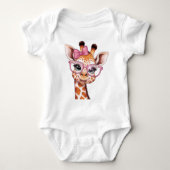 Schattigee Giraffe met kroketboog en bril Romper (Voorkant)