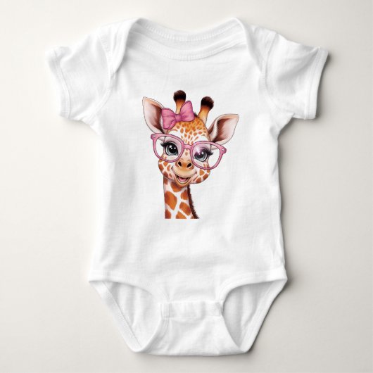 Schattigee Giraffe met kroketboog en bril Romper (Voorkant)
