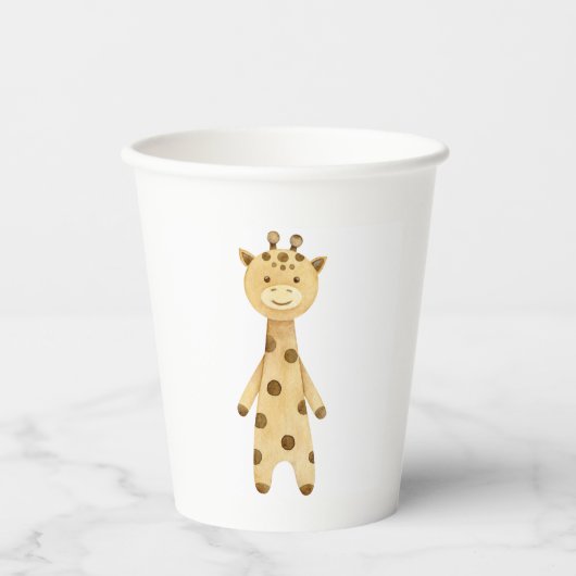 Schattigee Giraffe, minimalistisch kinderverjaarda Papieren Bekers (Voorkant)