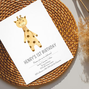 Schattigee Giraffe, minimalistische kinderverjaard Briefkaart