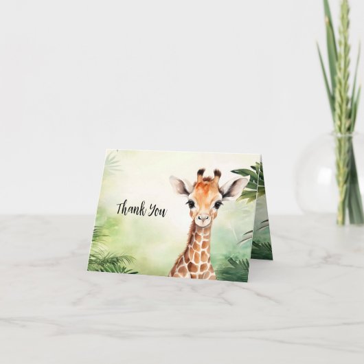 Schattigee Giraffe Oerwoud Baby shower Party Mooi Bedankkaart (Voorkant)