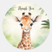 Schattigee Giraffe Oerwoud Baby shower Party Mooi Ronde Sticker (Voorkant)