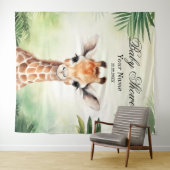 Schattigee Giraffe Oerwoud Baby shower Party Mooi Wandkleed (In Situ (horizontaal))