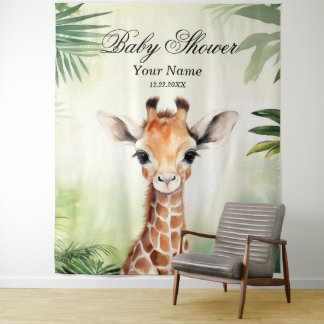 Schattigee Giraffe Oerwoud Baby shower Party Mooi Wandkleed