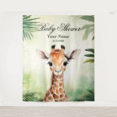 Schattigee Giraffe Oerwoud Baby shower Party Mooi Wandkleed (Voorkant)