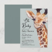 Schattigee Giraffe Oh Baby Baby shower Kaart (Voorkant / Achterkant)