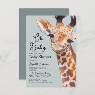 Schattigee Giraffe Oh Baby Baby shower Kaart