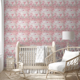 Schattigee Giraffe Olifant Roze Kwekerij Behang