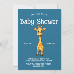 Schattigee Giraffe op Jelly Bean Blue Color Baby s Kaart
