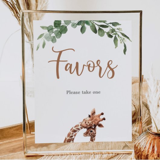 Schattigee giraffe partij gunst teken poster