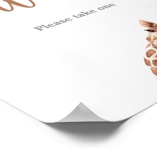 Schattigee giraffe partij gunst teken poster (Hoek)