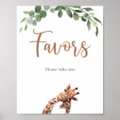 Schattigee giraffe partij gunst teken poster (Voorkant)