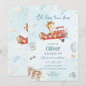 Schattigee Giraffe Plane Adventure Time vliegt Ver Kaart (Voorkant / Achterkant)