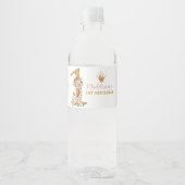 Schattigee Giraffe Prinses 1e Verjaardag Waterfles Etiket (Voorkant)