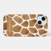 Schattigee Giraffe Print Dier Thema Aangepaste naa iPhone 15 Case (Achterkant horizontaal)