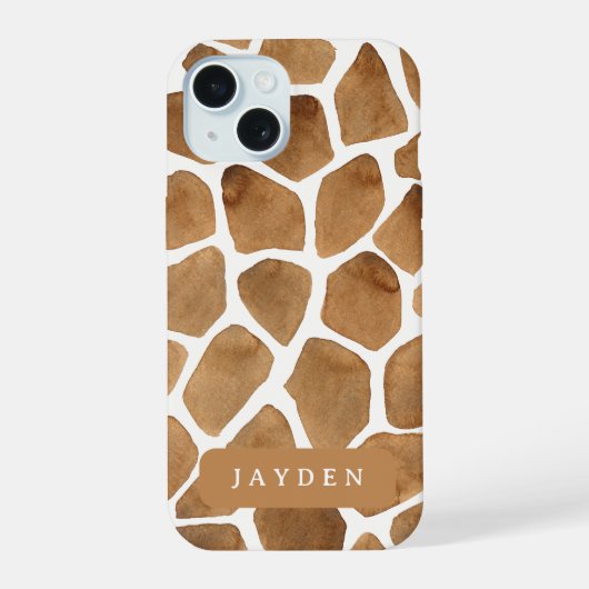 Schattigee Giraffe Print Dier Thema Aangepaste naa iPhone 15 Case (Achterkant)