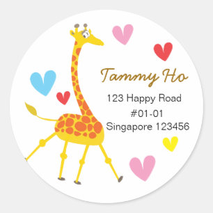 Schattigee Giraffe retouradres Sticker
