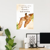 Schattigee Giraffe safari baby shower welkomstbord Poster (Thuiskantoor)