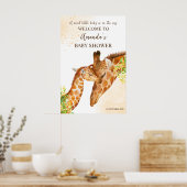 Schattigee Giraffe safari baby shower welkomstbord Poster (Keuken)