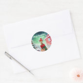 Schattigee Giraffe Safari Kerstfeest Kerstfeest Ronde Sticker (Envelop)