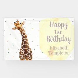 Schattigee Giraffe Safari Wild Yellow Verjaardagsb Spandoek