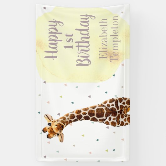 Schattigee Giraffe Safari Wild Yellow Verjaardagsb Spandoek (Verticaal)