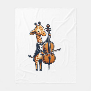 Schattigee Giraffe spelen cello Giraffes Musicus M Fleece Deken