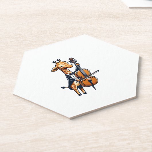 Schattigee Giraffe spelen cello Giraffes Musicus M Kartonnen Onderzetters (Schuin)