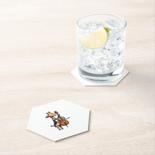 Schattigee Giraffe spelen cello Giraffes Musicus M Kartonnen Onderzetters (Insitu)