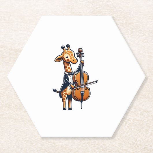 Schattigee Giraffe spelen cello Giraffes Musicus M Kartonnen Onderzetters (Voorkant)