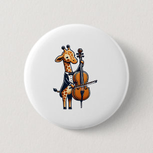 Schattigee Giraffe spelen cello Giraffes Musicus M Ronde Button 5,7 Cm