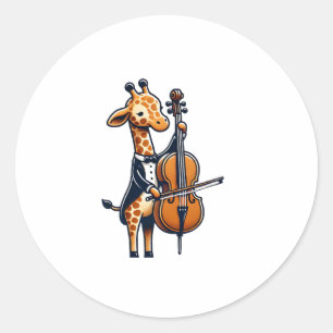 Schattigee Giraffe spelen cello Giraffes Musicus M Ronde Sticker