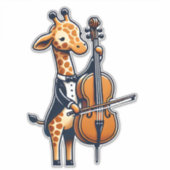 Schattigee Giraffe spelen cello Giraffes Musicus M Sticker (Voorkant)