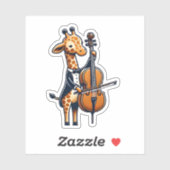 Schattigee Giraffe spelen cello Giraffes Musicus M Sticker (Vel)