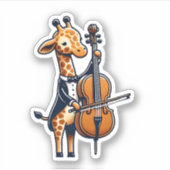 Schattigee Giraffe spelen cello Giraffes Musicus M Sticker (Voorkant)