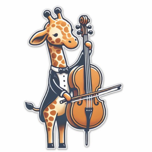 Schattigee Giraffe spelen cello Giraffes Musicus M Sticker (Voorkant)