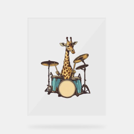 Schattigee Giraffe spelen Drums Giraffes Drummer M Acryl Bord (Voorkant)