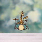 Schattigee Giraffe spelen Drums Giraffes Drummer M Acryl Bord (Neutraal)