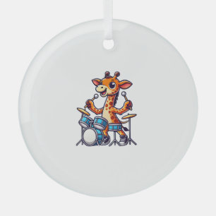 Schattigee Giraffe spelen Drums Giraffes Drummer M Glas Ornament