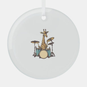 Schattigee Giraffe spelen Drums Giraffes Drummer M Glas Ornament