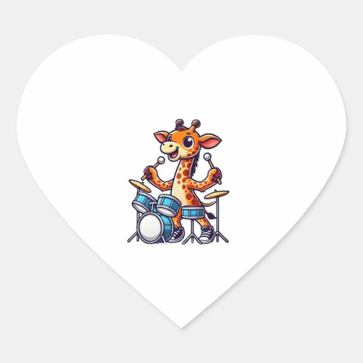 Schattigee Giraffe spelen Drums Giraffes Drummer M Hart Sticker (Voorkant)